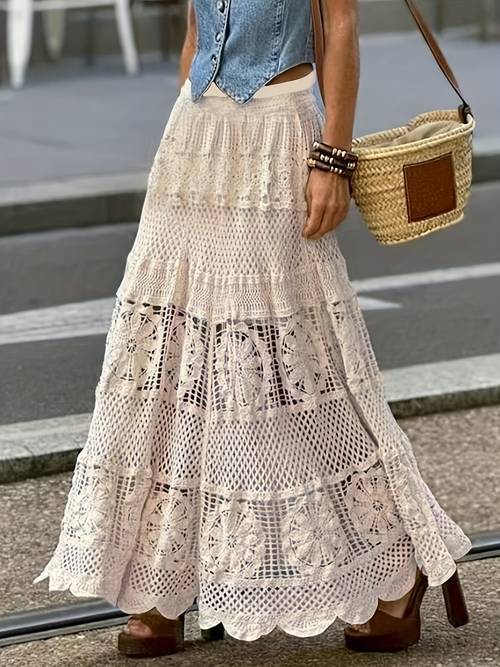 crochet water soluble hollow lace half skirt