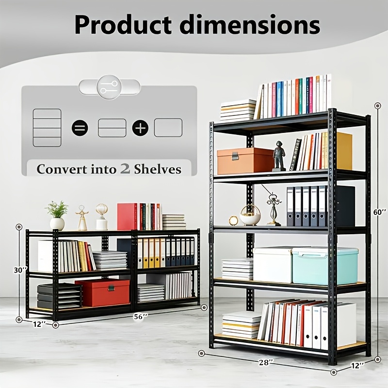 TEMU 5-tier Adjustable Shelving Units Storage Shelves Heavy Duty Adjustable Garage Storage Shelves Metal Shelving Units, Grade Utility Rack For