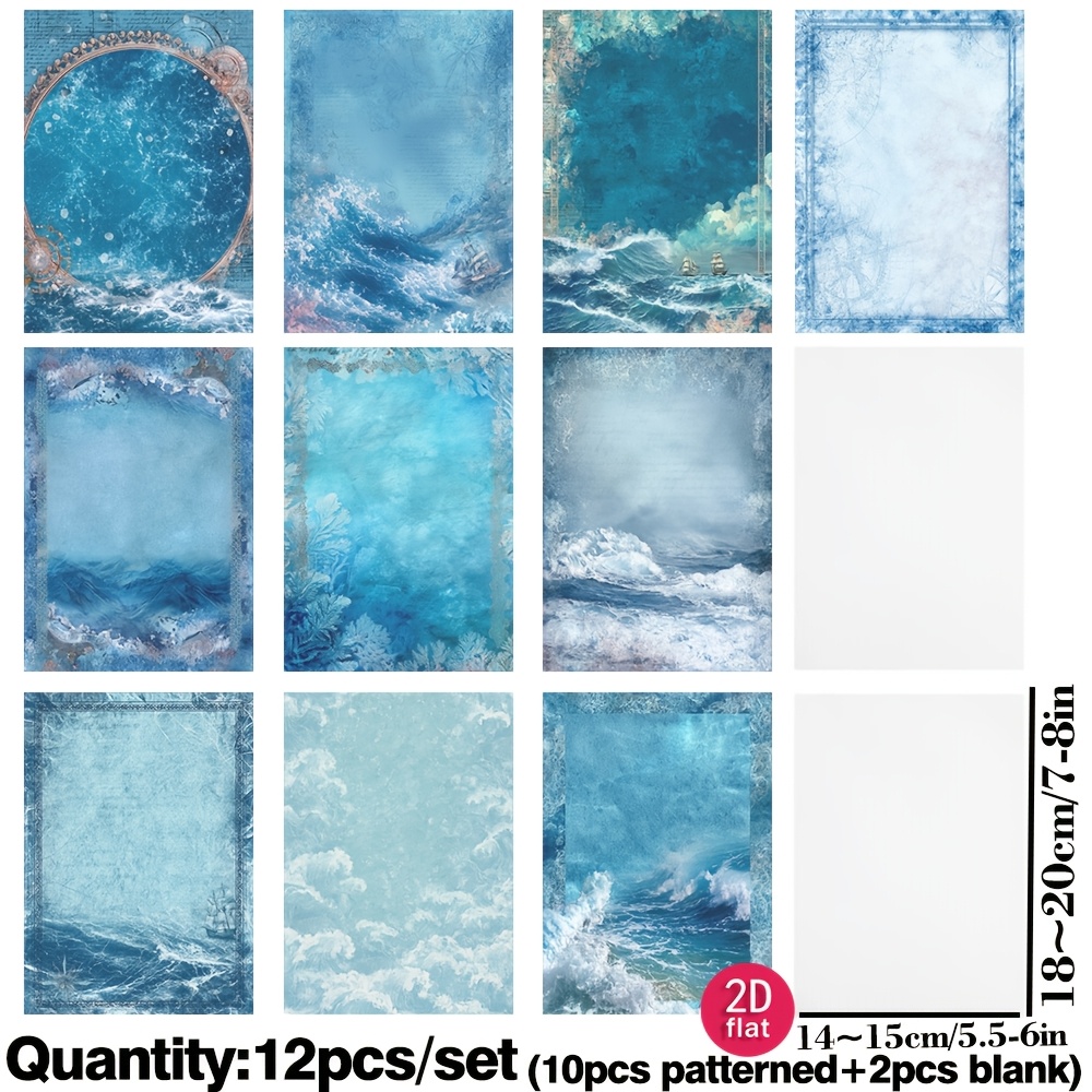 TEMU Ruonaorou 12pcs/set Navigation Deep Sea Sulfuric Acid Paper Junk Oral Translucent Premium Underwater Texture Material Paper Sulfuric Acid Paper
