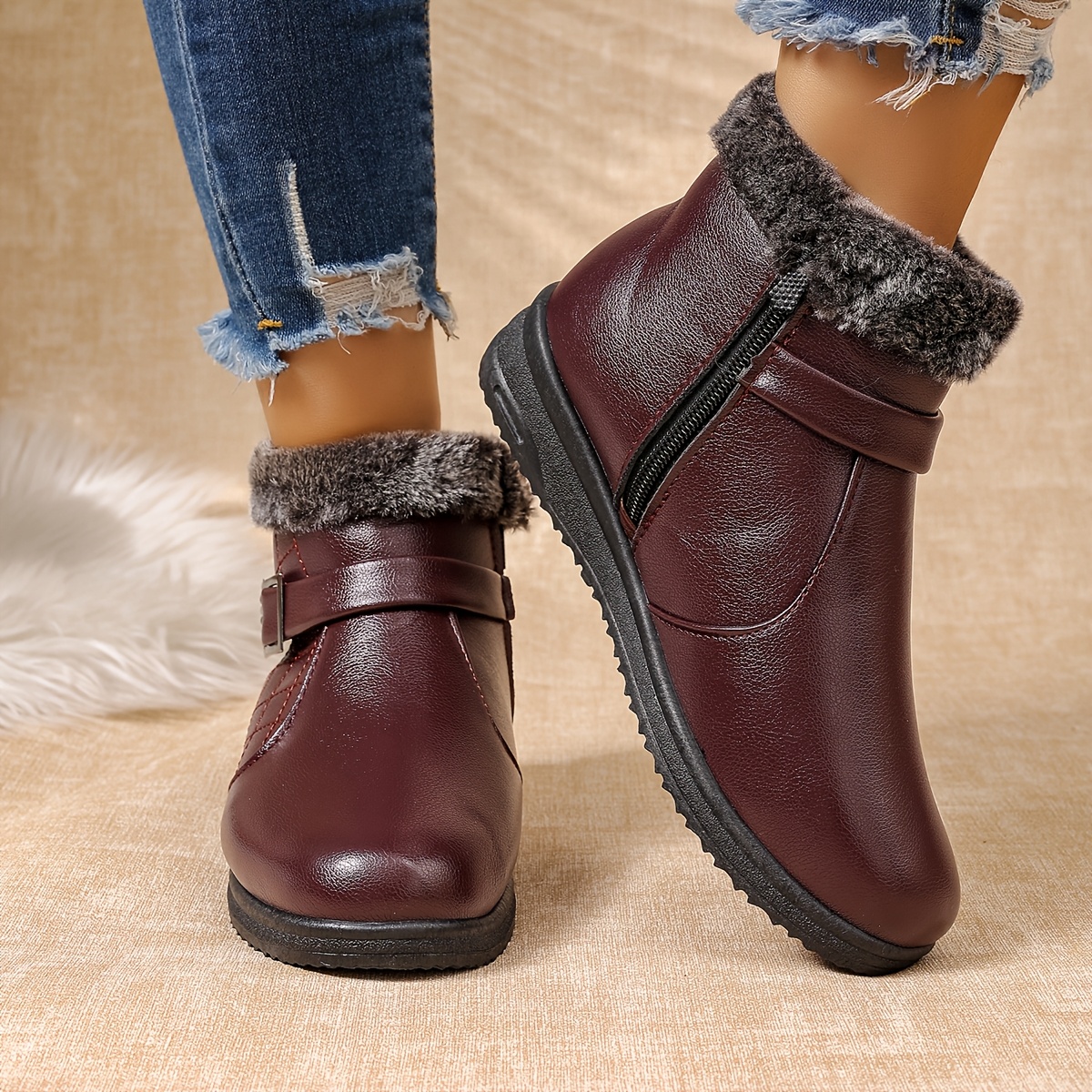 Ultra-Warm Winter Boots with Thick Sole for Outdoor Hiking