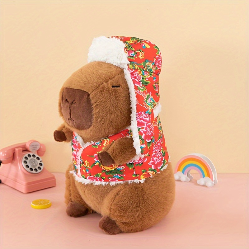 

12.6-inch Capybara Doll Wearing Floral Jacket, Cute Capybara Doll, Plush Toy, Bed Doll, Sleeping Pillow, Birthday Gift & Holiday Gift