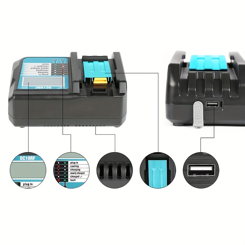 1pc Battery Charger Compatible * Makita 14.4V/18V *-Ion Batteries, 3.5A  *18RF * Charger * LCD * Display for BL1830, BL1815