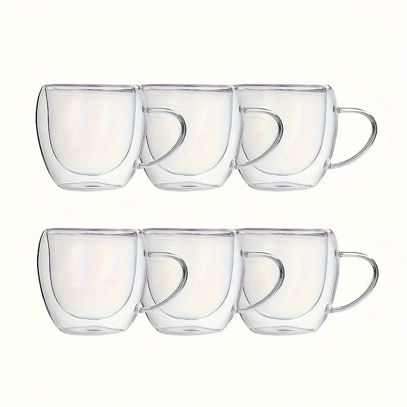 

Set Of 6 Mini Glass Coffee Mugs - Double-walled & Heat Resistant Espresso Cups - Perfect For All Seasons & Great As Birthday Gifts