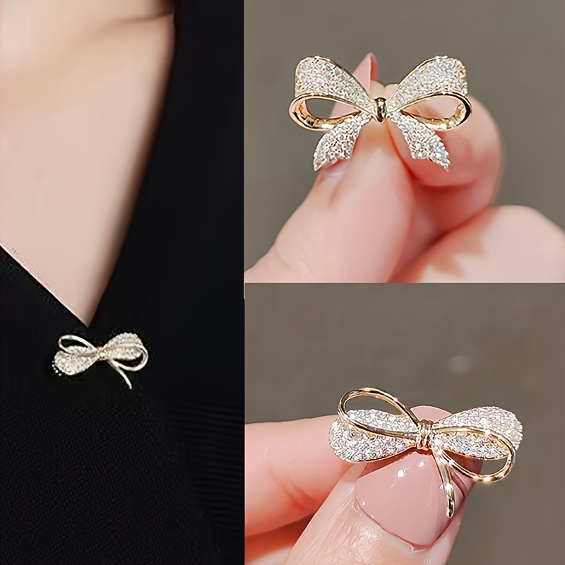 

2pcs Elegant Butterfly Bow Brooch Pins, Sparkling Fashion Brooches, Accessory, Ideal Gift For Weddings And Christmas