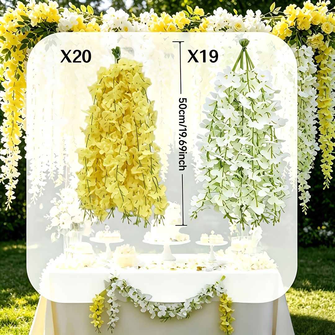 TEMU 39 pièces de fleurs de artificielles jaunes et blanches, fleurs artificielles, décorations de fêtes, décor de florale, décoration d'intérieur,