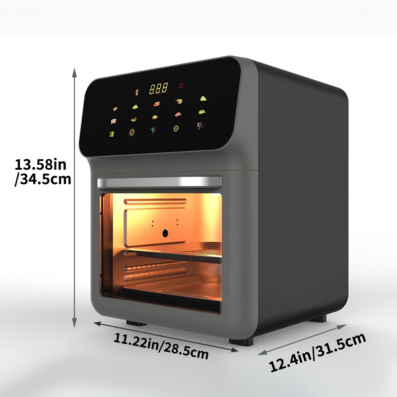 12qt large family air fryer convection oven with led   screen   window   non stick basket   function precise temperature   to 400 f energy   countertop toaster oven for baking roasting air frying space saving design easy to   for home kitchen small apartments     fryer machine healthy cooking   insulated cooking baking enthusiasts details 3