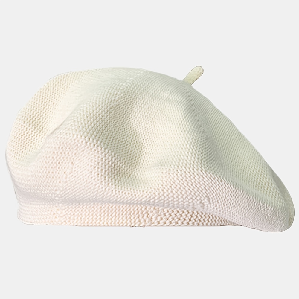 stylish cream white beret women men lightweight elastic Temu