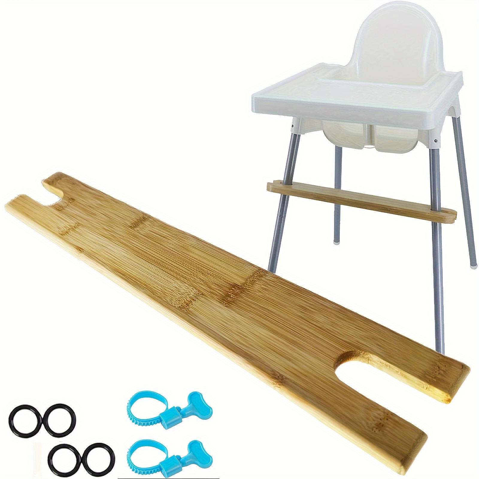 adjustable non slip bamboo high chair footrest compatible Temu