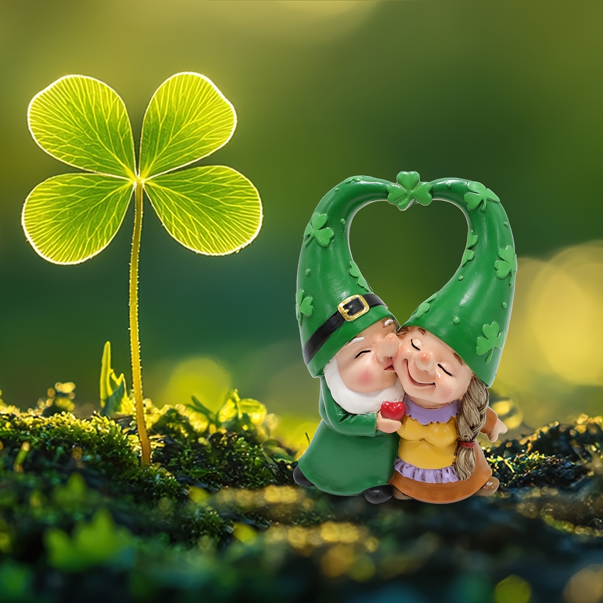 Image of 1pc Garden Dwarf Couple Statue , Grass Elf Combined , Miniature Landscape Statue, Suitable For Garden, Lawn, Courtyard, Pond, Bonsai Decor - Valentine's Day, 's Day Decoration, And Gifts