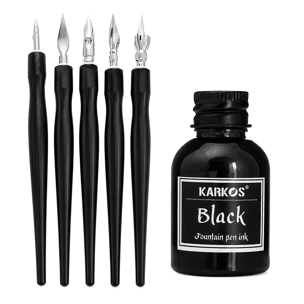 TEMU Set de plume à avec de plumes, assortie de 30 ml, prise en main ergonomique et équilibrée, résistante à la décoloration, écoulement d'encre