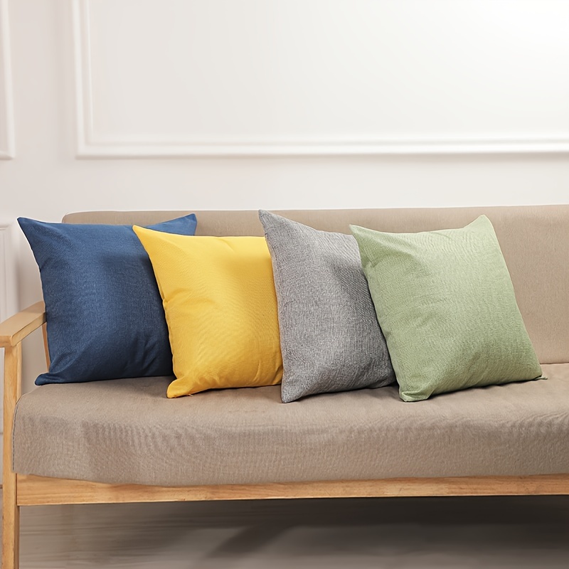 

1pc Nordic Style Solid Color Pillow, Linen Office Sofa Cushion, Car Cushion, Living Room Waist Pillow, Pillow Case, Simple, Comfortable And Versatile Style