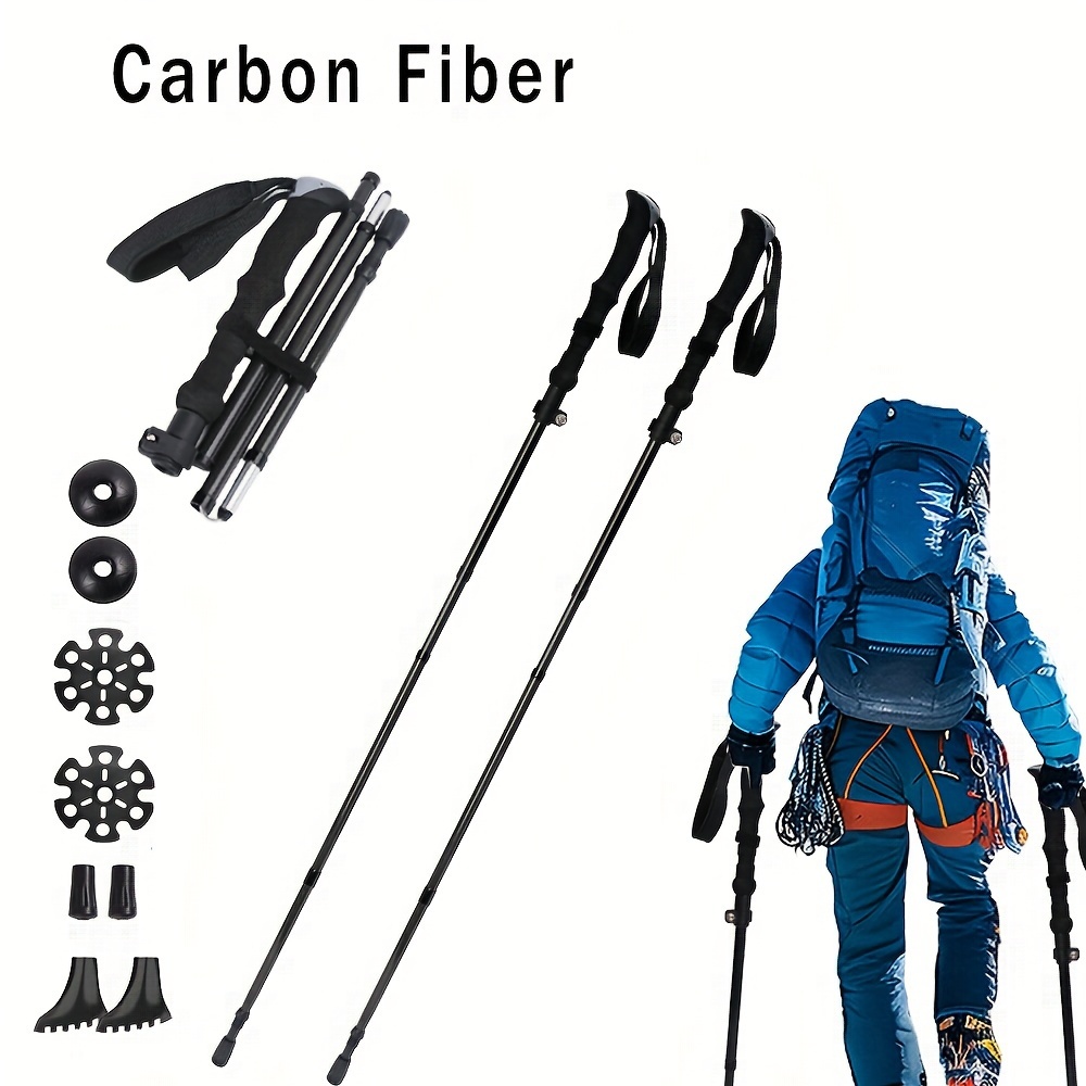 

Xhigh Trekking Poles (2 Pack) - Ultra-lightweight Carbon Fiber Hiking Sticks, Adjustable Button, Comfort - Walking Poles For Outdoor Use, Includes Carry Bag And Accessories