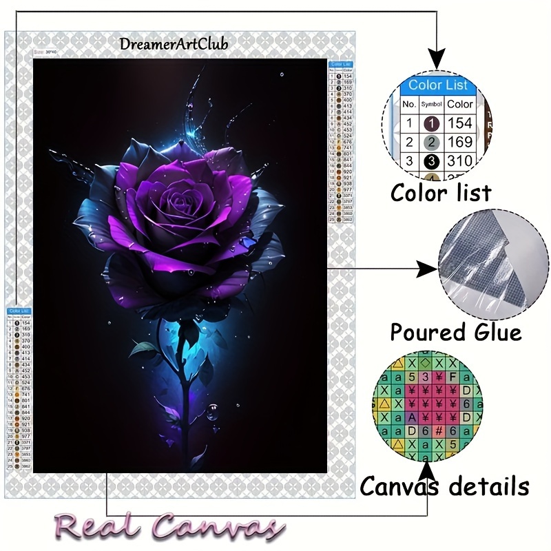 

Diamond Painting Art Blue Purple Rose Series 2024 Full Diamond Painting Mosaic 5d Diy Stitch Kit Diamond Painting Art Home Decoration