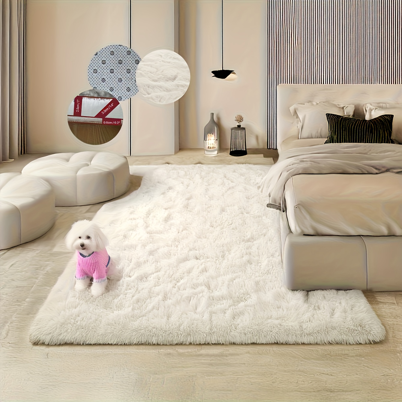 Image of 1pc, Soft Fluffy Shag Area Rugs For Living Room, Shaggy Floor For Bedroom, Carpets Home Decor Rugs, Cute Luxury Non-slip Machine Washable, Home Decor Room Decor