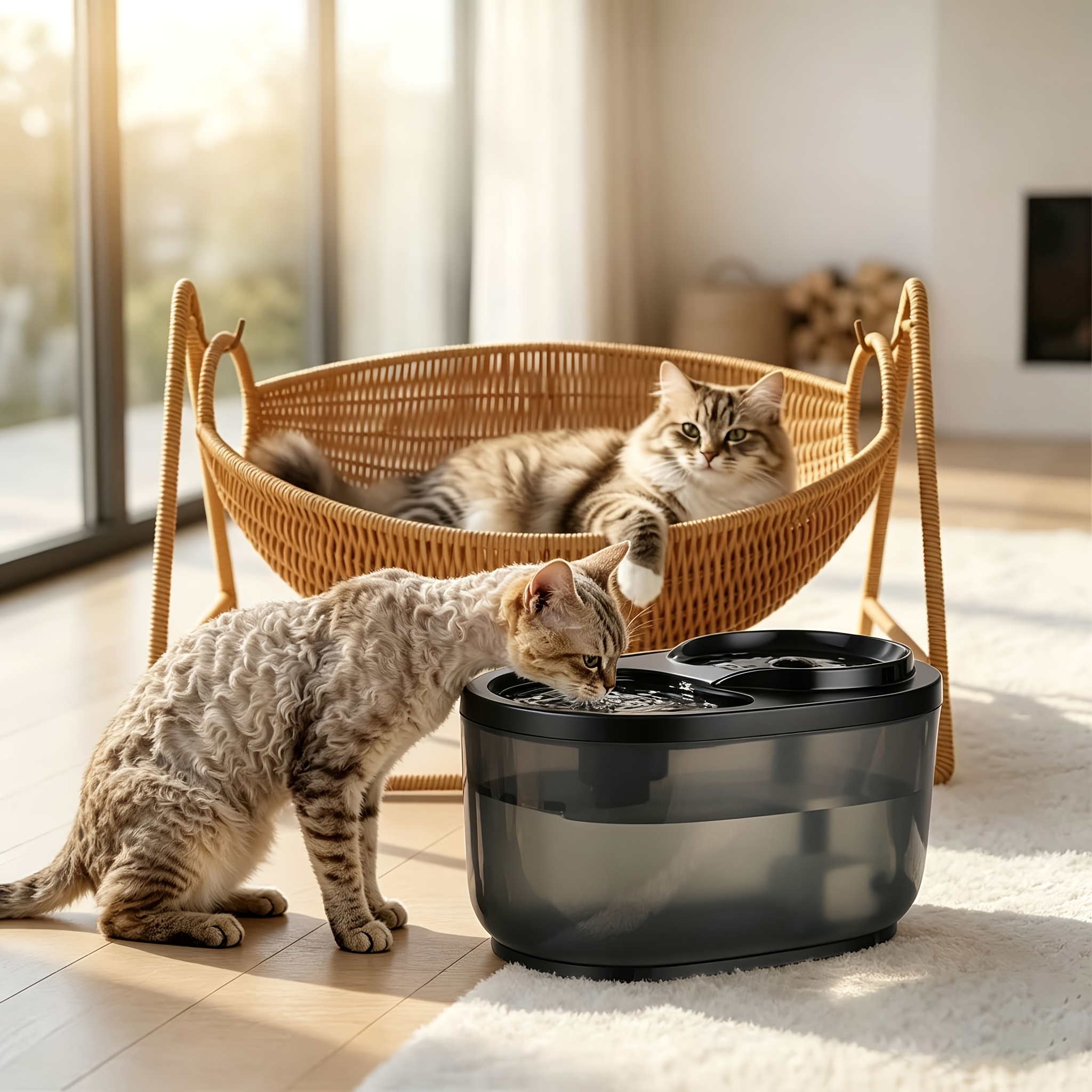 1pc Cat Fountain, 2.3l Drinking Fountain For Cats, Integrated Pump, Usb Operated For Cats, Easy To Clean, Black