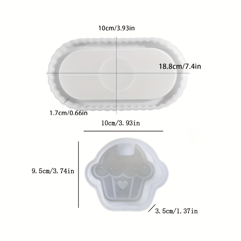 Diy Resin Silicone Jewelry Mold 2pcs/set Striped Oval Tray Epoxy Resin Mold Diy Cupcake Shape Candle Holder Mold Handmade Gypsum Storage Tray Candle Holder Mold Home Decoration Making Supplies