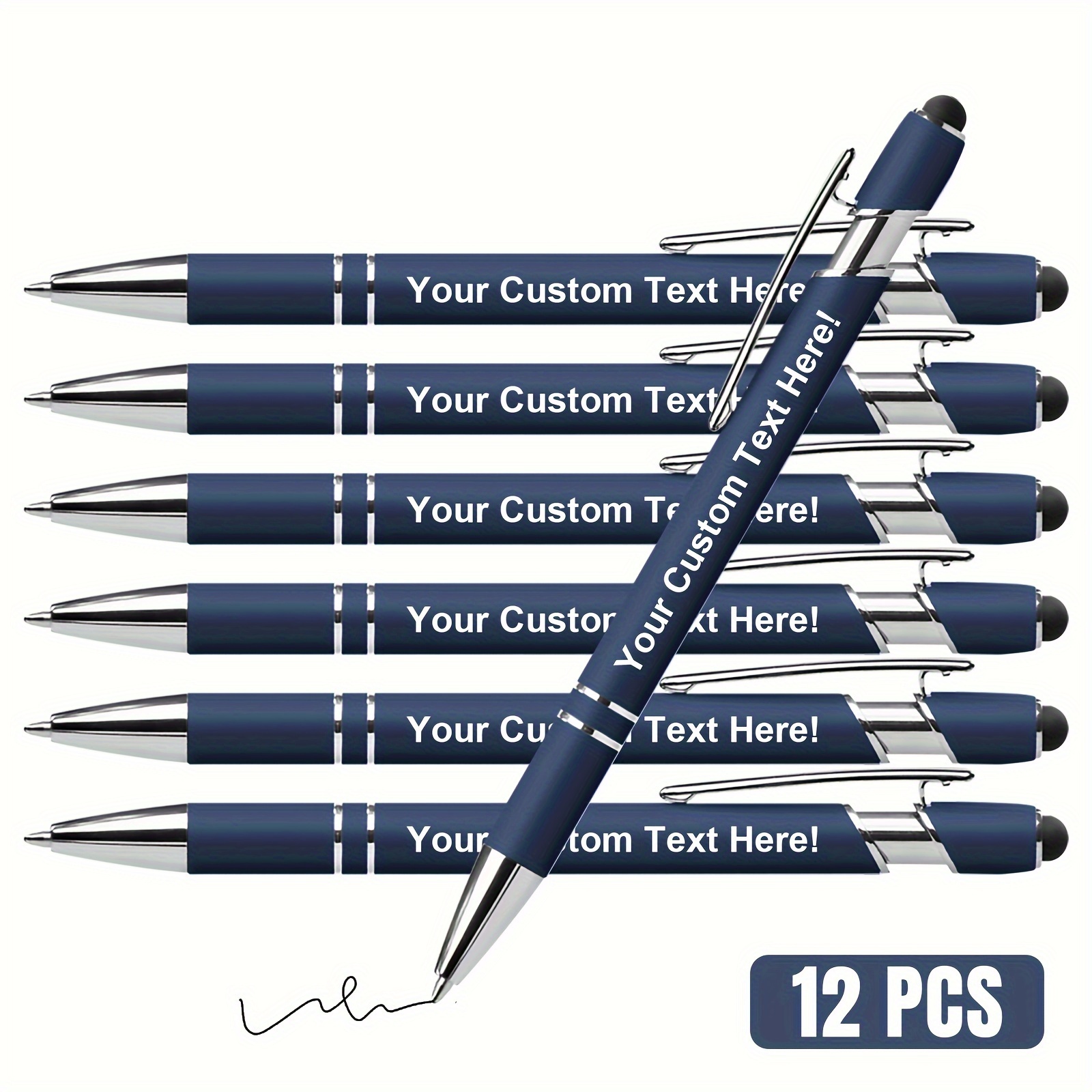 TEMU 12pcs Penne a personalizzate, penne personalizzate con pennarello, penne con stampa metalliche personalizzate con , leggere, retrattili,