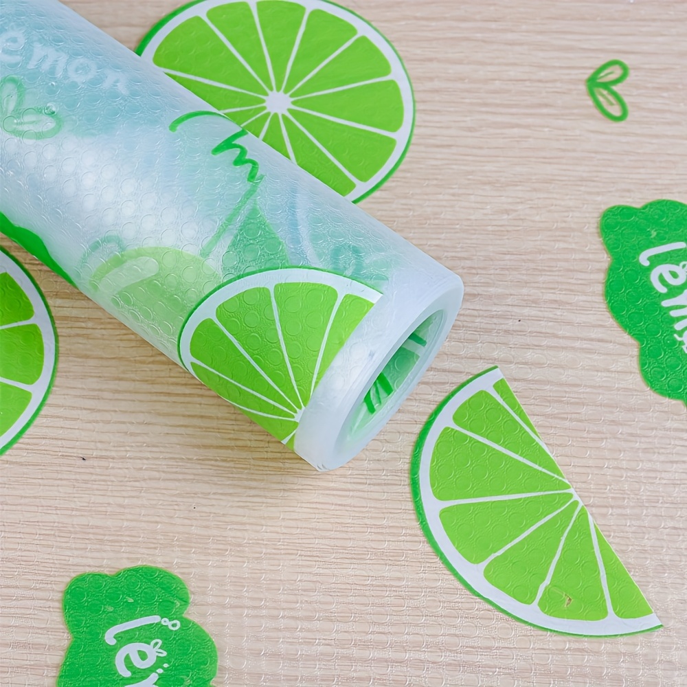 TEMU 1 Roll, Kitchen Cabinet Liner |, Non-slip, Washable, Reusable, Eva Material, Lemon Pattern. Suitable For Refrigerator And Kitchen Decoration,