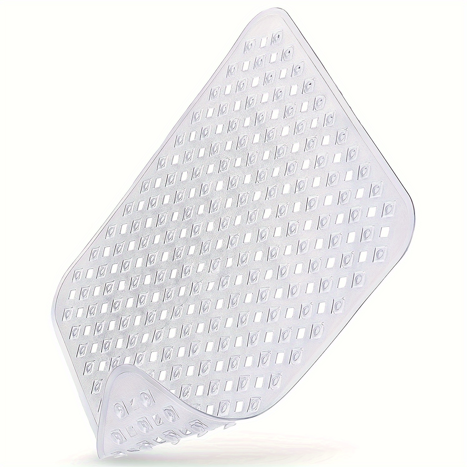 Image of A Non-slip Bathroom Mat With Suction Cups - Quick Drainage, Safe And Comfortable - An For The Shower, Measuring 20.86 X 20.86 Inches, Bathroom Accessory.