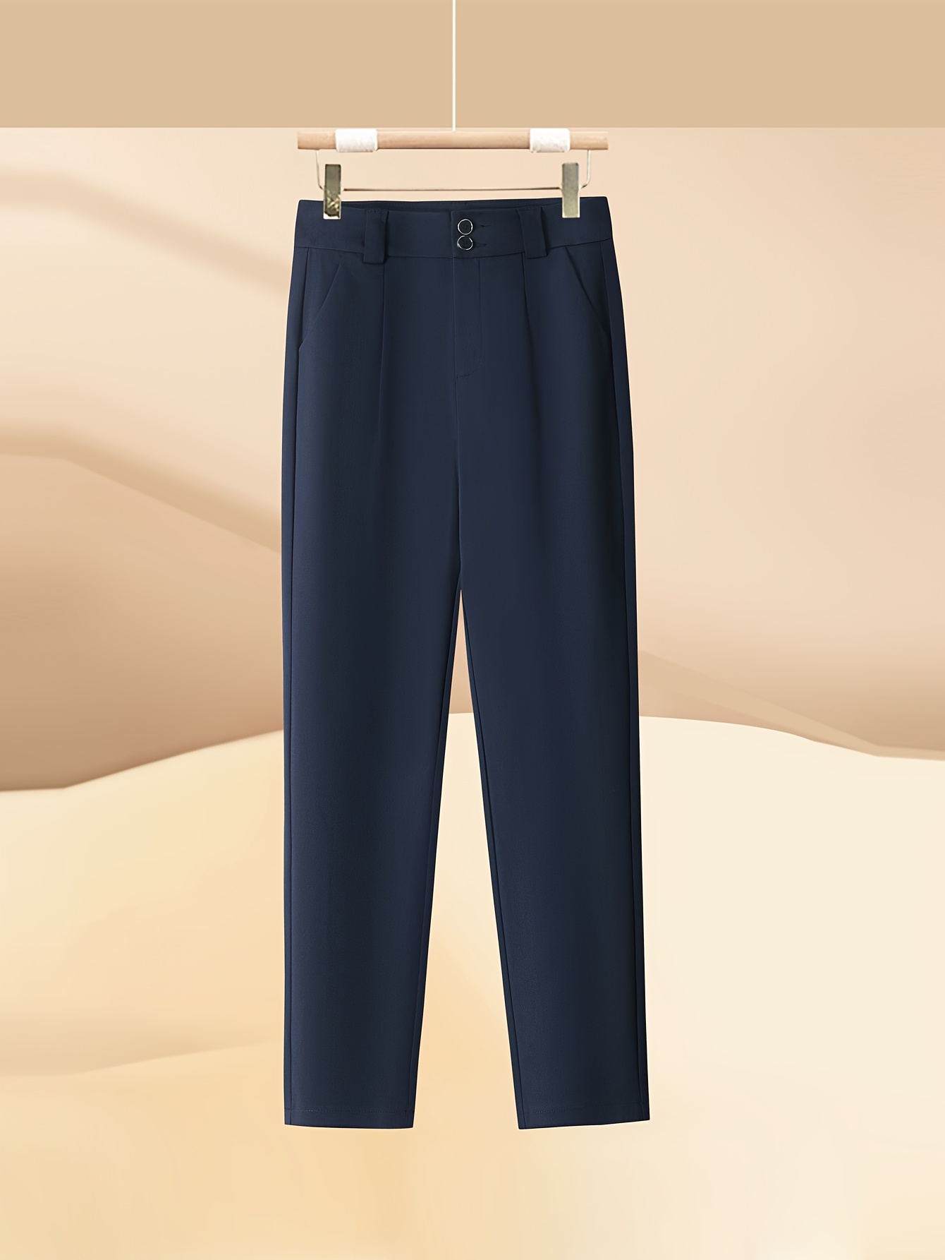 Women's Loose-Fit Double-Button Zip-Front Dress Pants, Suitable for  Outerwear and * Straight-Leg Suit Pants for Work, Professional High-Waist  Stretchy Versatile Trousers