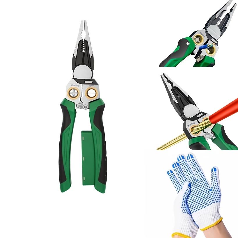 TEMU Heavy-duty Wire Stripper And Cutter Pliers, Versatile Manual Tool With Indicator For Stripping, Cutting, And Pulling Wires, Ideal For Home