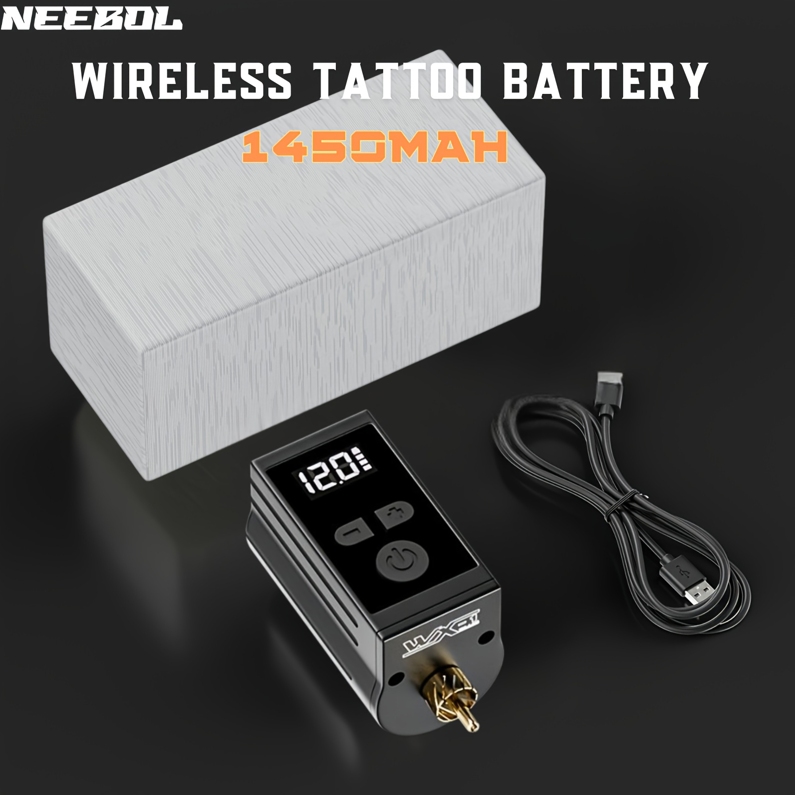 TEMU Tattoo Battery Power Supply, 1450mah Lithium Battery Pack With Display, Tattoo , Rca, Rechargeable Cordless Battery For Tattoo Pen, Rotary Wireless Accessories As Gift, Body Art Makeup Gift