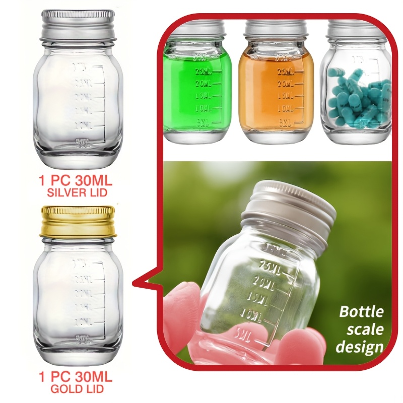 

1pc 1oz/ 30ml Clear Reagent Bottle Graduation Dispensing Bottle Aluminum Cap And Material - And Portable Reusable Can Be Used For Capsule Dispensing