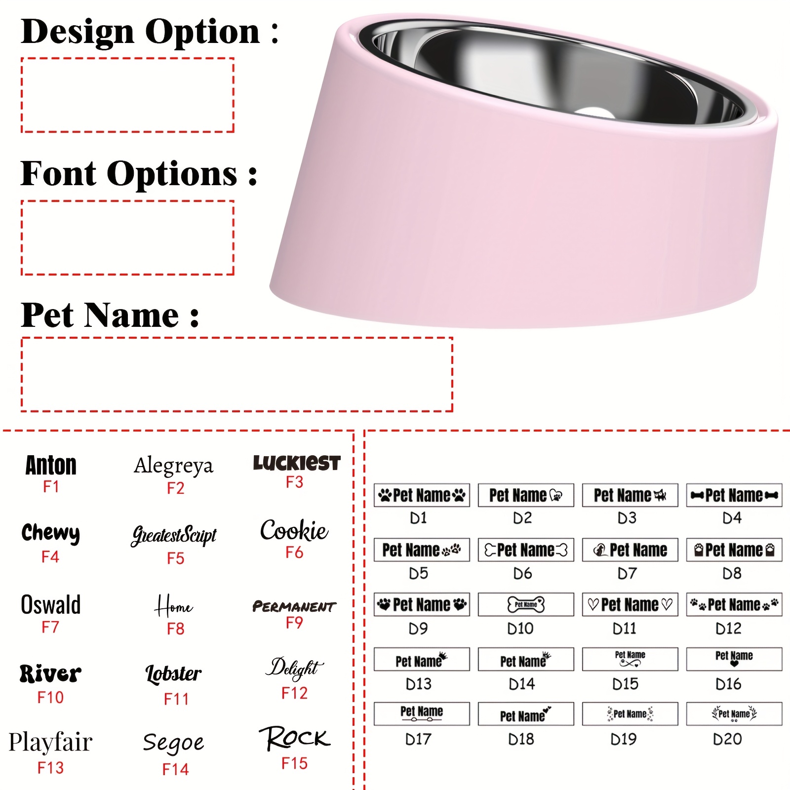 TEMU 1pc, Personalized 15° Slanted Stainless Cat Food Bowl, Tilted Easy To Get Food , Non-slip & Pet Feeder With Elevated Detachable Bowl Stand