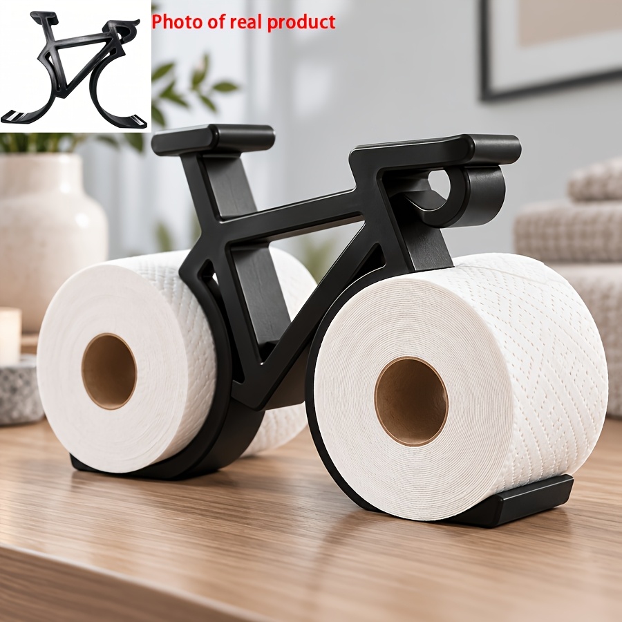 TEMU 1 -shaped Toilet Paper Holder, Creative Two-wheel Roll Paper Storage Ornament, Unique Bicycle Rack Design, Fun Home Decor And Practical Storage