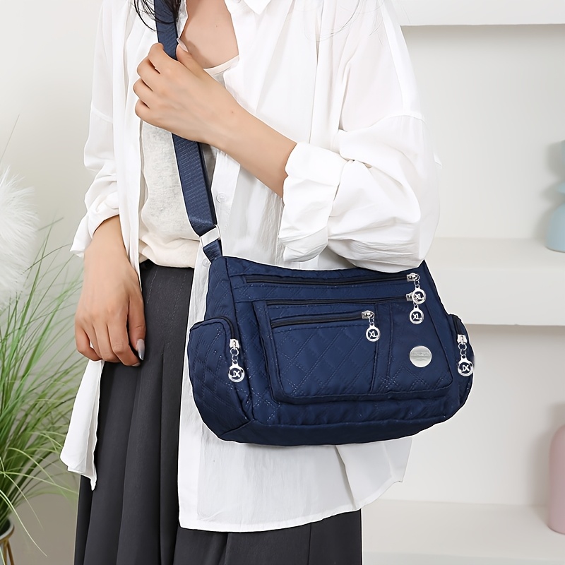 Square Neutral Men's and Women's Handbags Crossbody Bag New Big Bags Cloth Bag Oxford Shoulder Fashion All-Match [Random Pull Direction]