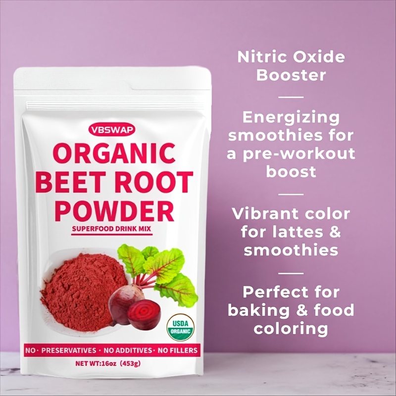 Organic Beetroot Powder 1 lb Natural Beetroot Juice Concentrate for Salads, Beverages, Baking, and Milkshakes