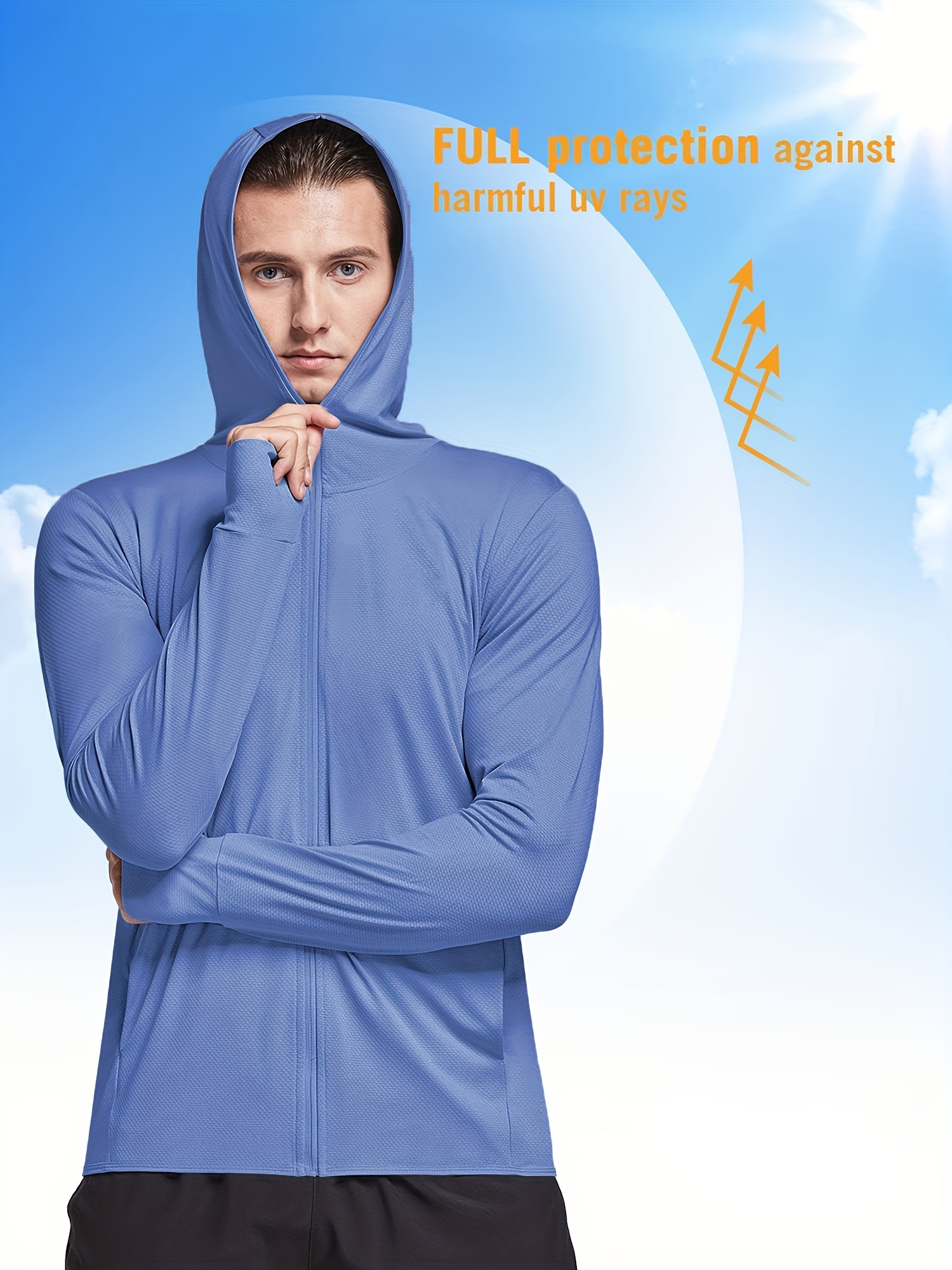 Men's Sun Protection Hooded Jacket Upf 50+ Uv Shirt Long - Temu