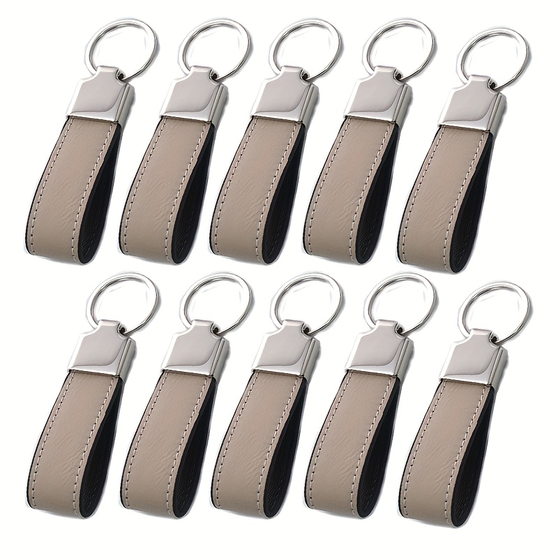 Image of 10pcs Of Leather Car Keychains, Laser-engraved Blank Keychains, Suitable For Holiday Gifts With Laser-engraved Logos.