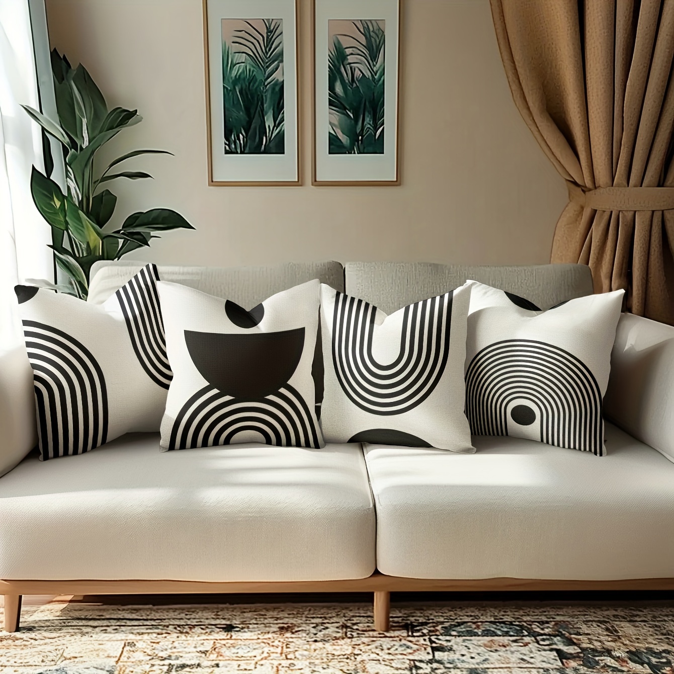 TEMU 4pcs, Modern And Fashionable Irregular Pattern Pillowcases, Contemporary Style, Single-sided Printing, 17.7 Inches X 17.7 Inches, Suitable For