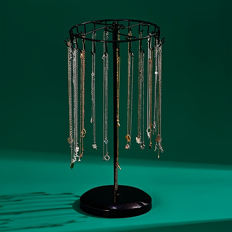 TEMU A Decorative Iron Rack With 23 Hooks That Can Rotate, Designed For Displaying Necklaces And Jewelry In Window, Suitable For Tabletop Use To Hang