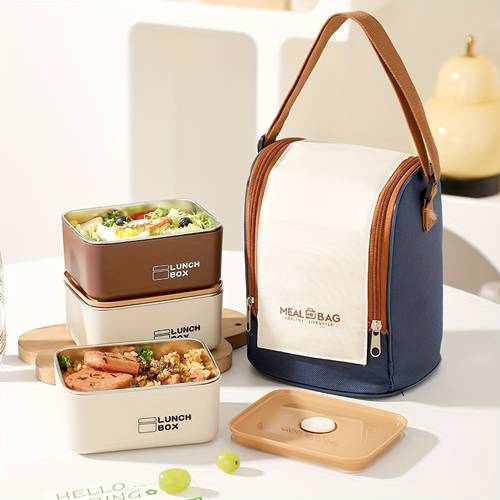 stainless steel leak proof lunch box with lid for travel and picnics