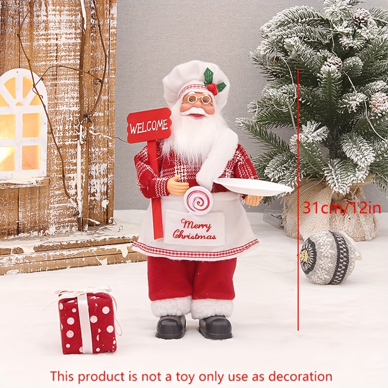 Image of Chef-inspired Santa Claus Christmas Decoration - Elegant Holiday Ornament, No Power Needed, Featherless