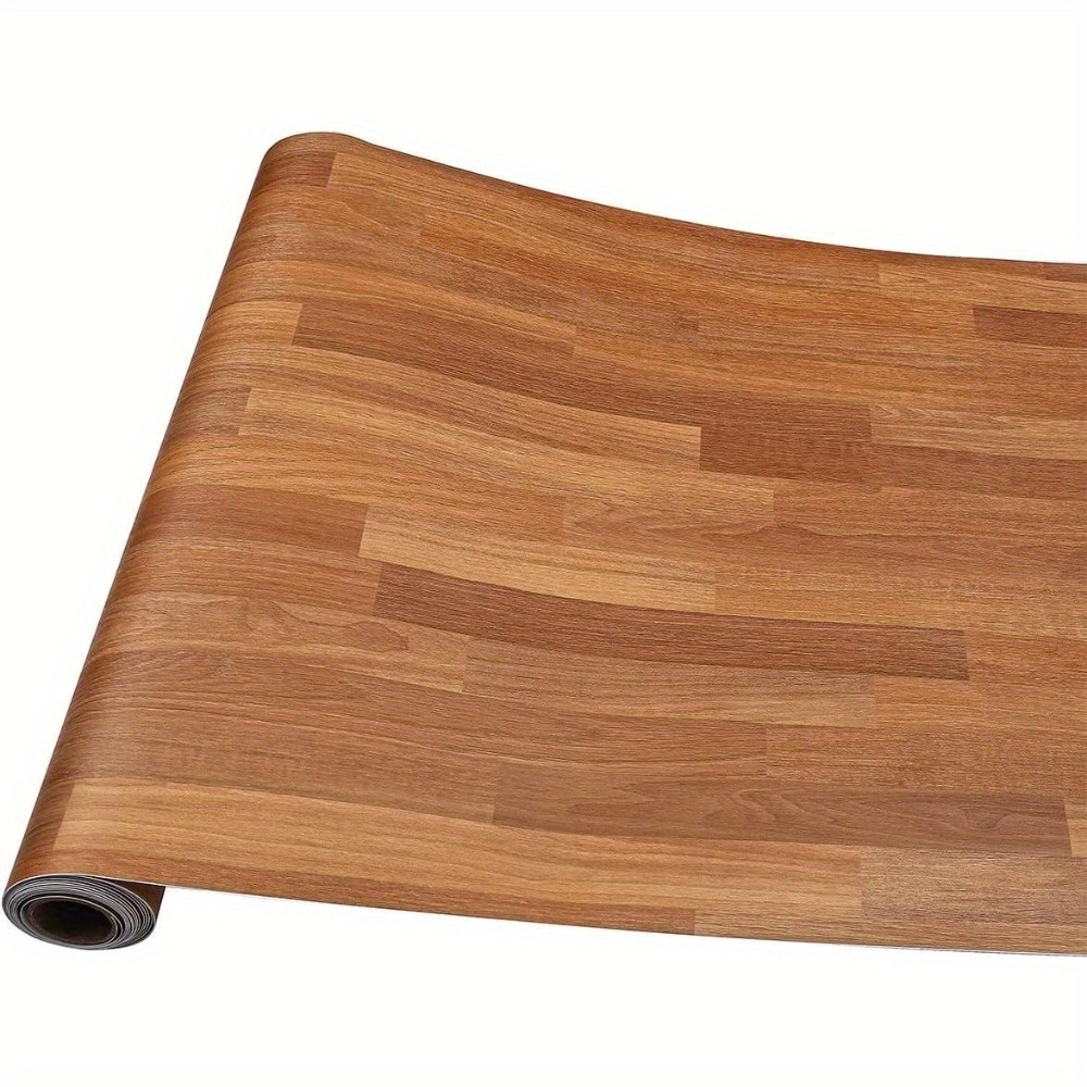 TEMU 1 Roll-thickened Household Floor Stickers, Wood Grain Texture Detachable Vinyl Wallpaper, Self-adhesive Pvc Wall Paper, Living Room Kitchen