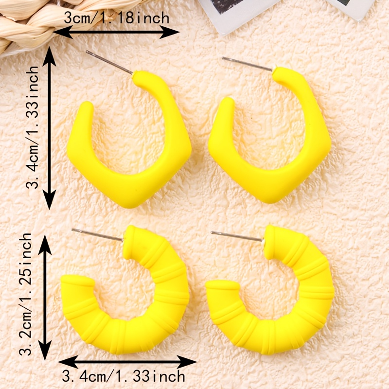 4pc Dopamine Irregular C-circle Crescent Earring Set