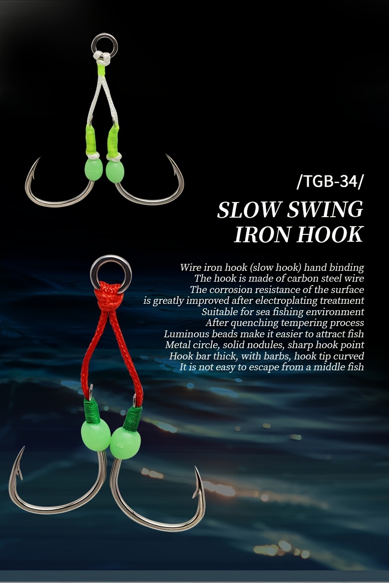High Carbon Steel Barbed Double Hooks Hand tied Assist Hook - Temu