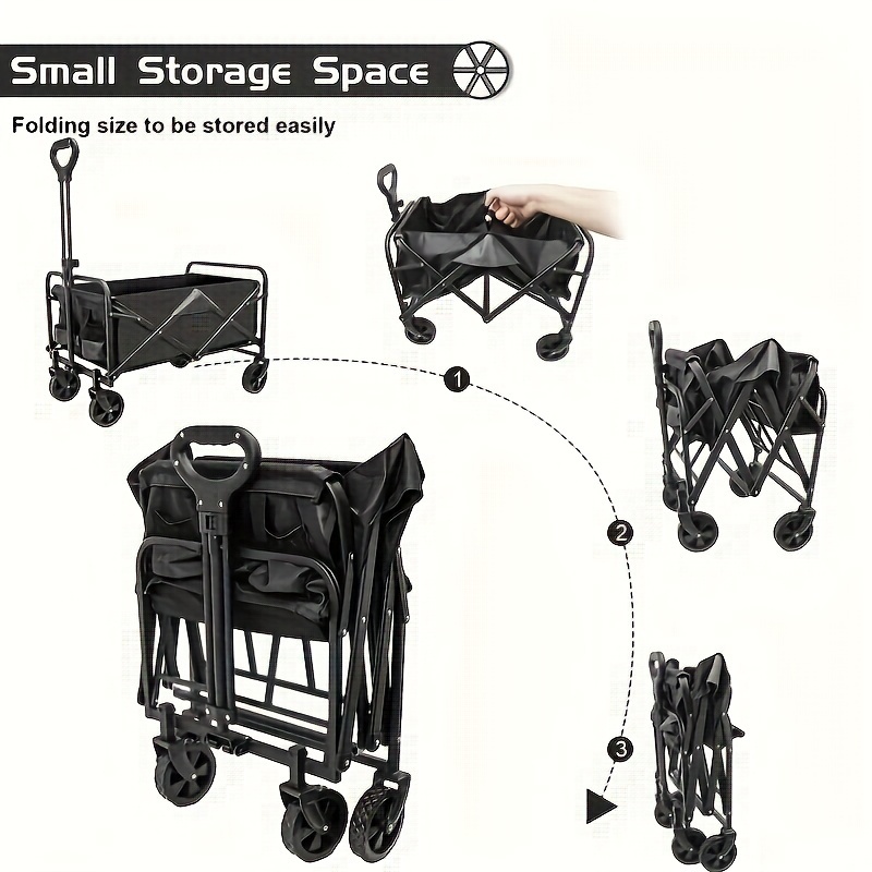 1pc heavy duty folding utility wagon collapsible garden cart with all terrain tires multipurpose for grocery camping garden beach no electricity needed no battery required details 1