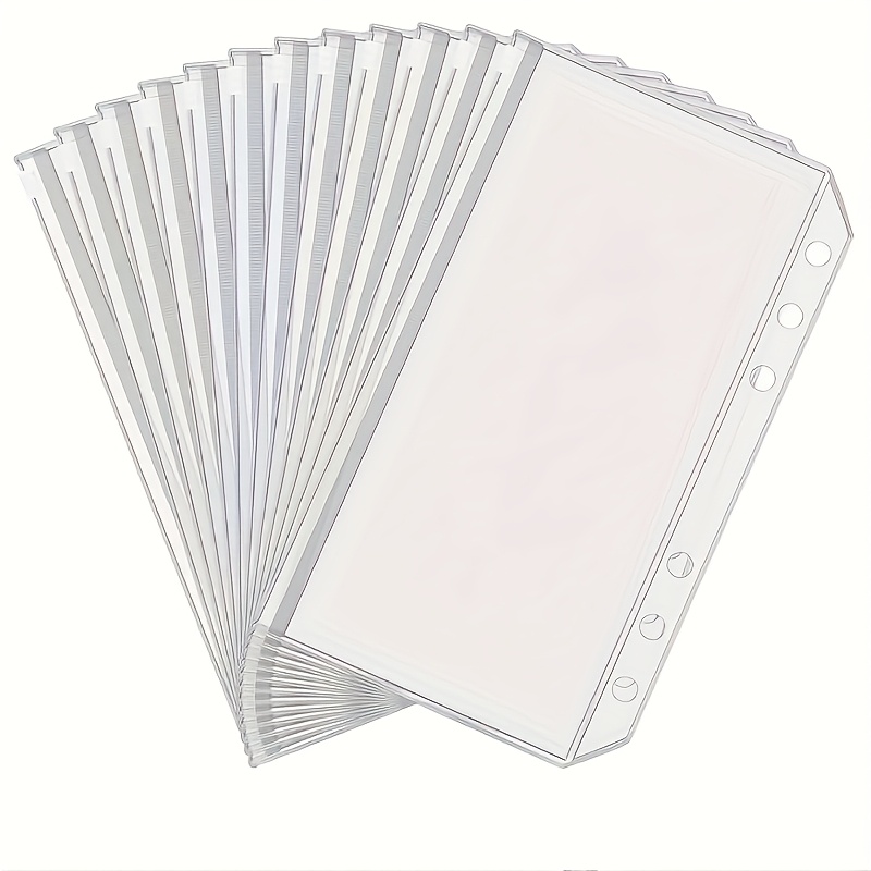 E-shop 10/20 Stück A6 Größe Binder-, 6-Loch Klare Reißverschluss-Ordner für Budget, Plastik Budget-Bargeld-Umschlag für 6-Ring Budget-Binder, PVC