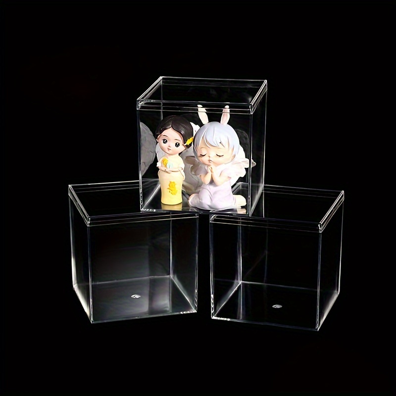 

1pc Clear Acrylic Display Cube, Square Storage Box With Lid, Transparent Organizer For Cosmetics, Jewelry, Party Gifts, And Art Figures