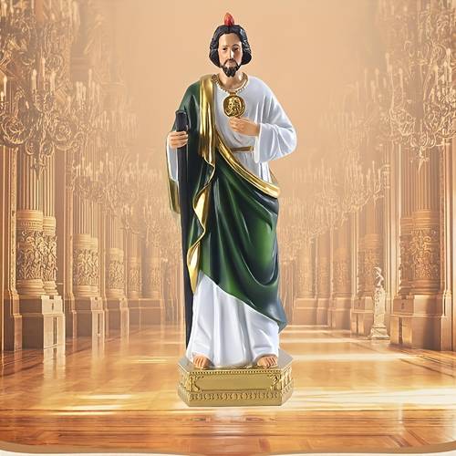 item picture 1pc exquisite statue figurine with stick decor durable resin construction vibrant iconic home decor ideal vintage easter decoration thoughtful religious