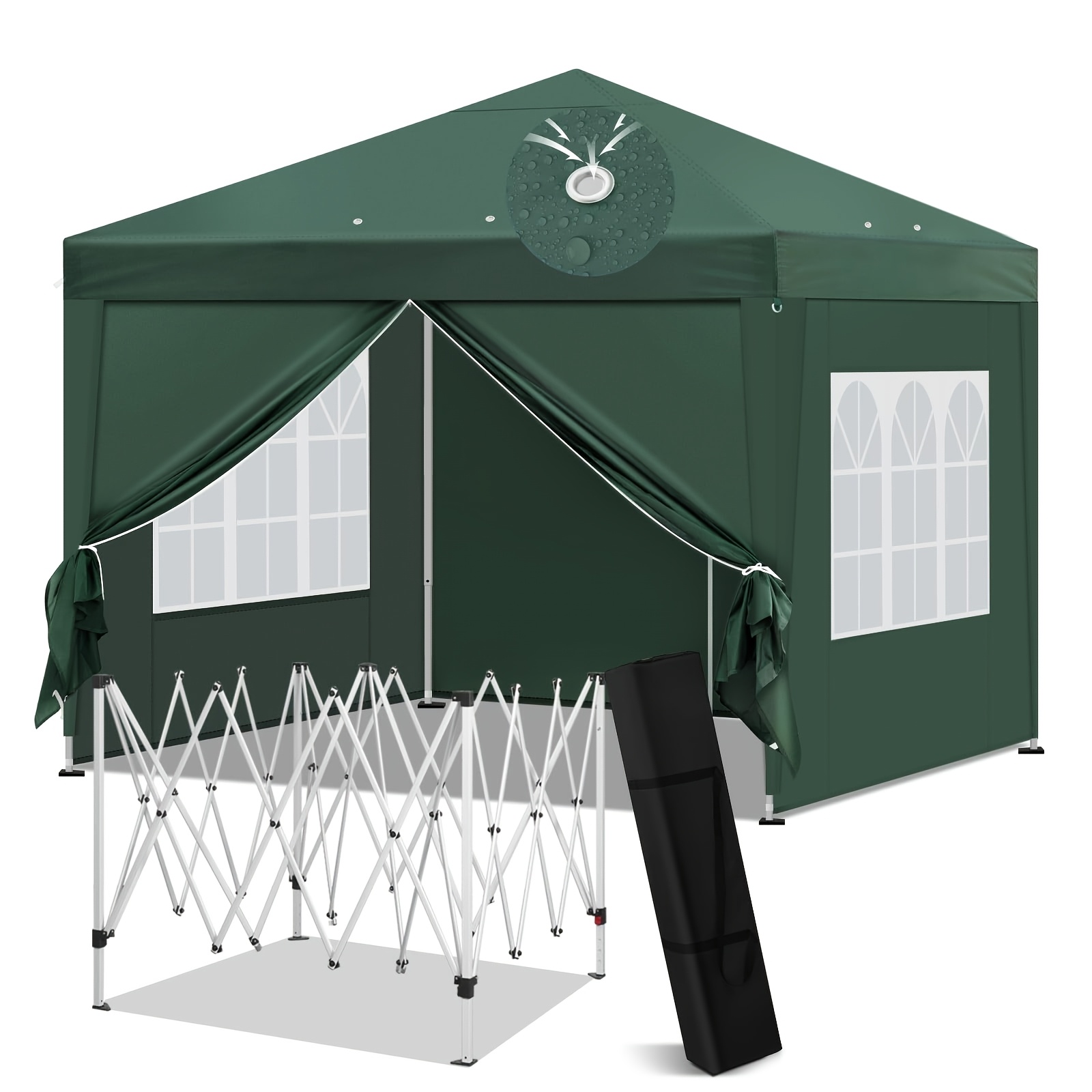 Image of 1pc Folding Gazebo, X , Outdoor Canopy, Pergola, Garden Gazebo, Folding Tent, Can Hold 4-6 People, Adjustable Height, With And Windows, Suitable For Camping, Bbq, Beach Parties, , Etc