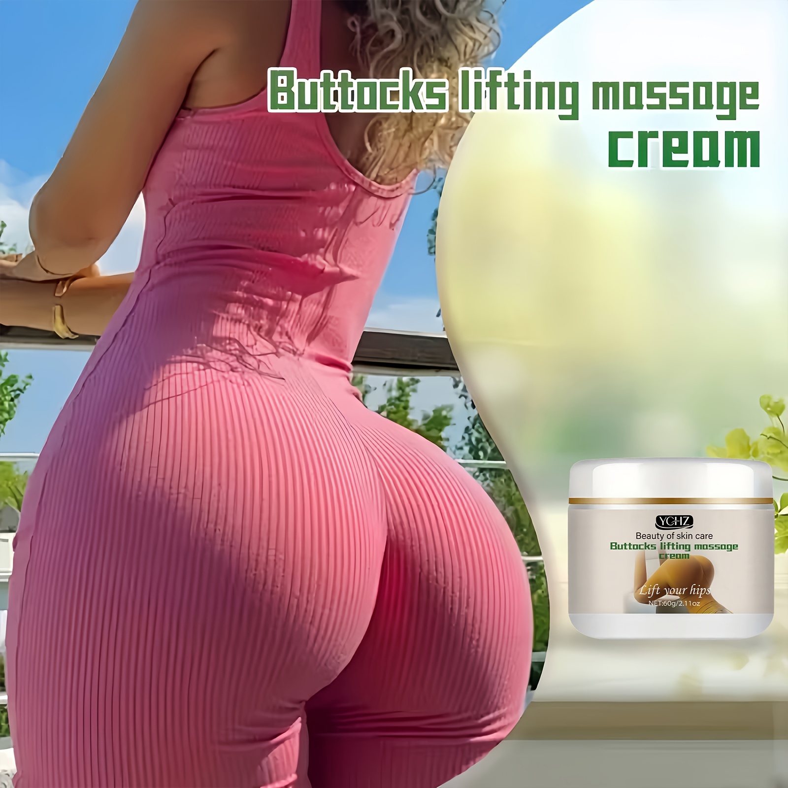 Buttocks Lifting Firming Cream | Contains Hyaluronic Acid and Glycerin, Deep Hydration, Long-lasting Moisturizing, Alcohol-free, Suitable for All Light Skin Tones, Unisex
