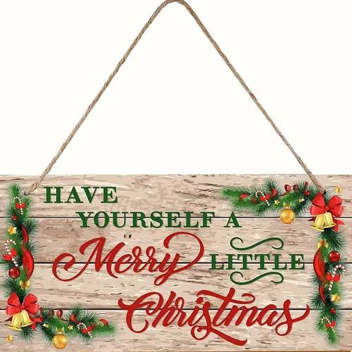 wooden christmas wall sign featuring candy canes and bells 7 87 inches of festive decor and yard with rope for easy hanging no needed suitable for celebrations