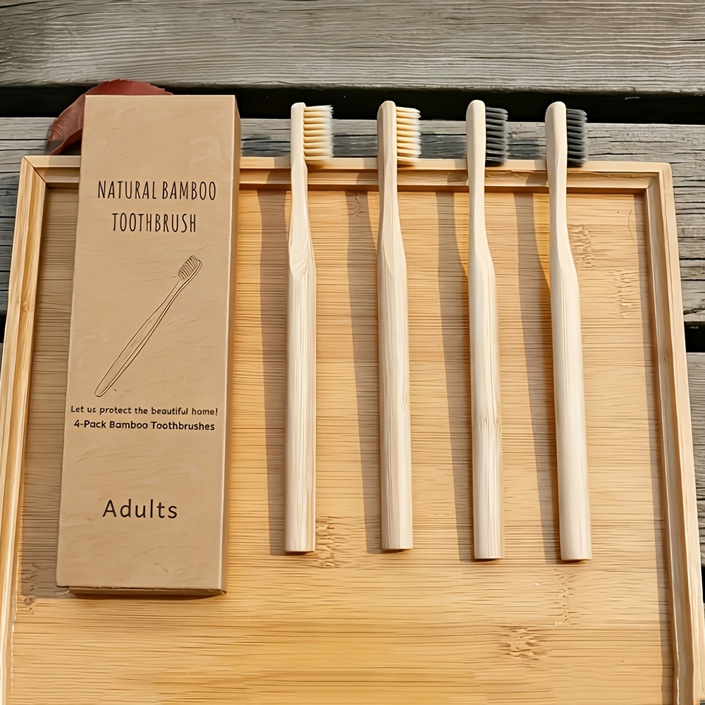 4pcs Bamboo Toothbrushes, High-quality Wooden Toothbrush, Toothbrush Bamboo, Bristles