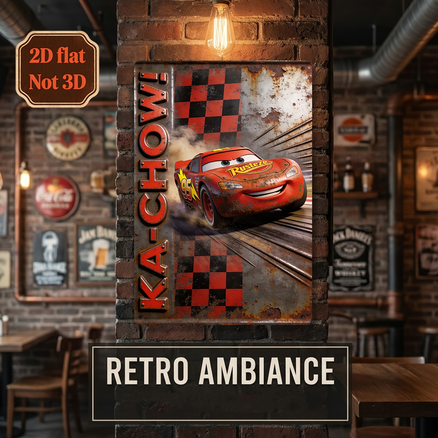 TEMU 2d Flat, 1pc Theme Retro Sign, Suitable For Bars, Cafes, Garage Decorations, Home Decor, And Garden Fences. Perfect For Parties, An For Metal