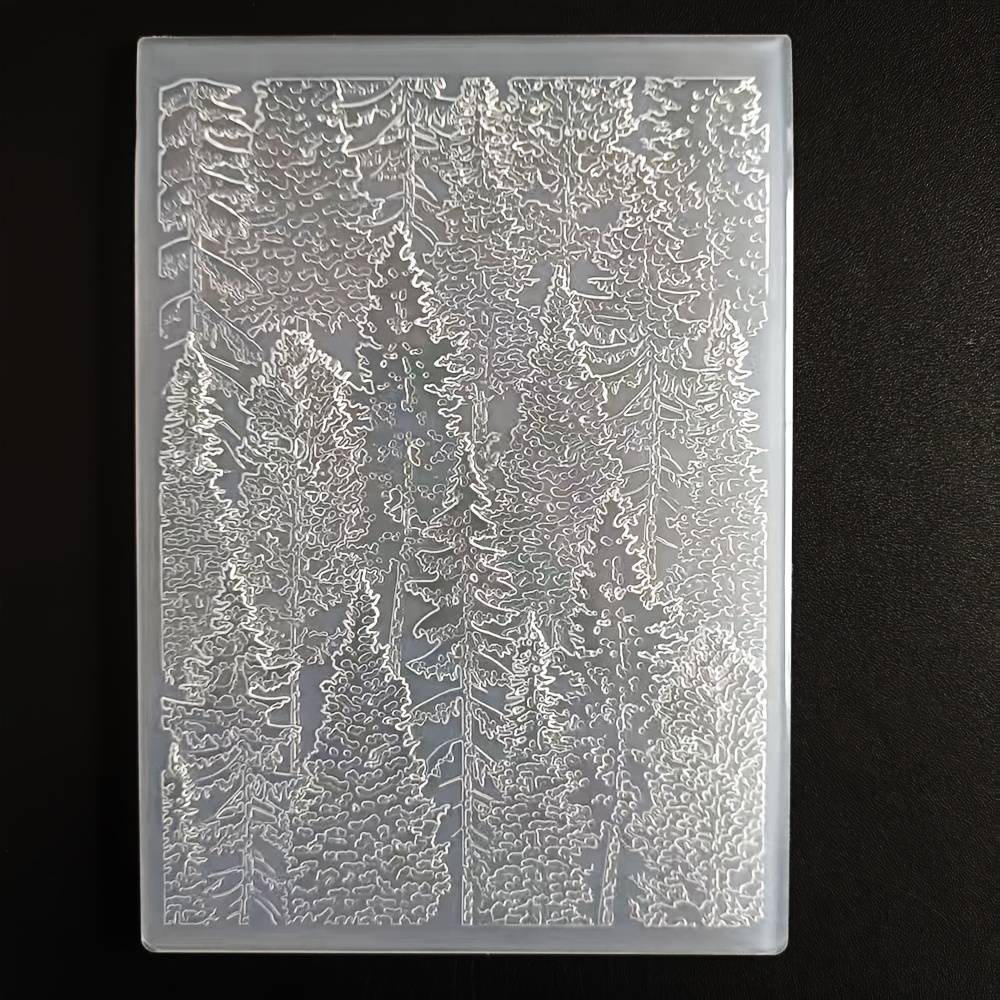TEMU Fichiers de gabarits gaufrés en plastique 2D/3D Forêt de pins pour la création de cartes, albums photo et scrapbooking
